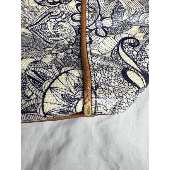 Sakroots Metro 2 Handle Tote Bag Navy and White Durable Purse Coated Canvas Bag - Picture 3 of 16